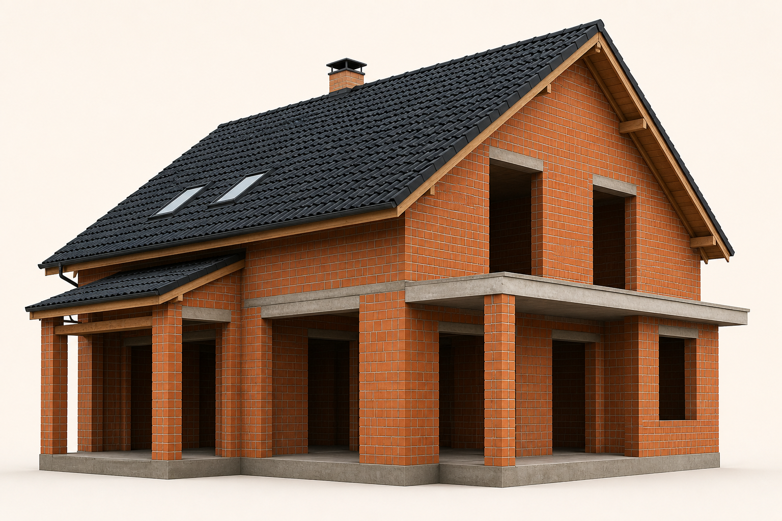 Casa em construção com tijolos cerâmicos